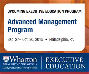 Wharton's Advanced Management Program is for senior executives seeking a learning experience that will immerse themselves in new ways of thinking, challenge their assumptions and provide exposure to previously unforeseen opportunities for personal and professional growth.