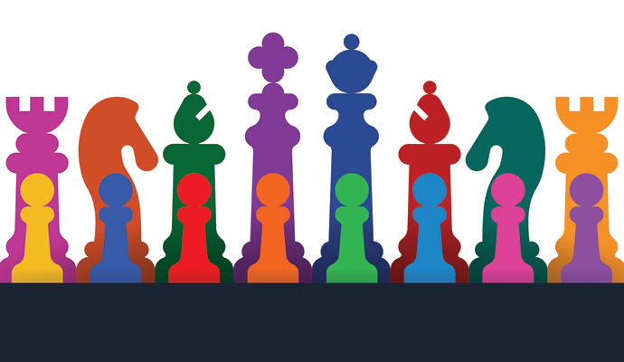 Illustration of chess pieces in many different colors Illustration of chess pieces in many different colors