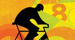 Illustration of a cyclist whose pedaling turns data into energy