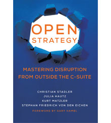 Cover art for Open Strategy: Mastering Disruption from Outside the C-Suite by Christian Stadler, Julia Hautz, Kurt Matzler, and Stephan Friedrich von den Eichen Cover art for Open Strategy: Mastering Disruption from Outside the C-Suite by Christian Stadler, Julia Hautz, Kurt Matzler, and Stephan Friedrich von den Eichen