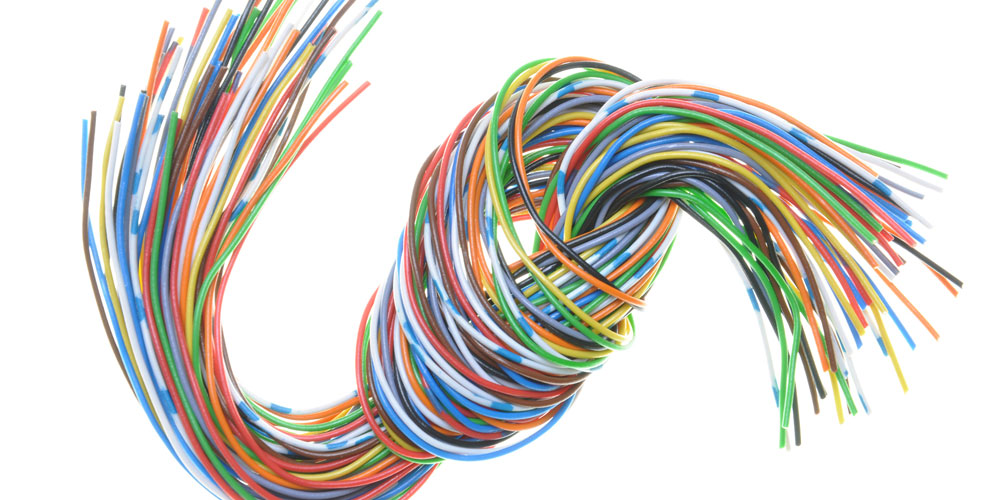 Cable with knot isolated on white background