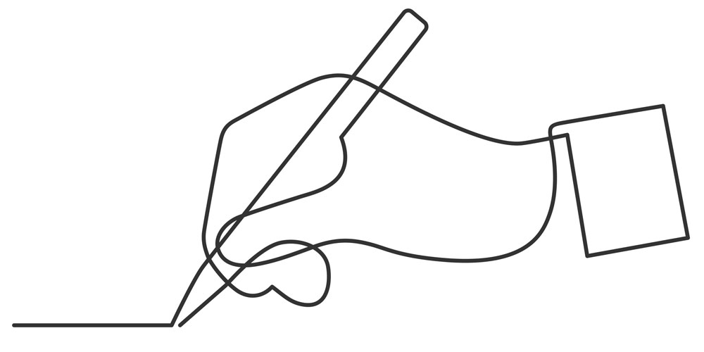 A continuous black line against a white background forms the shape of a hand.