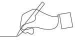 A continuous black line against a white background forms the shape of a hand.