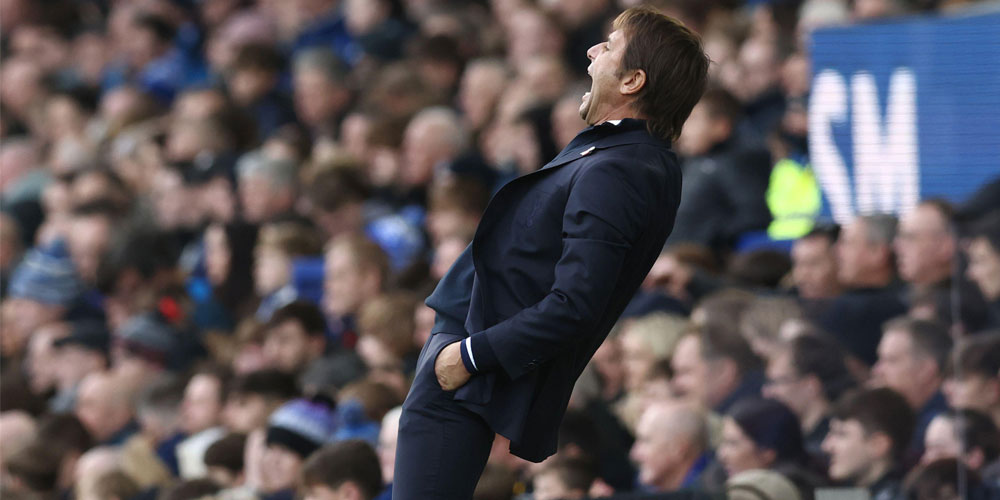 Antonio Conte, manager of Tottenham Hotspur, watches his team play.