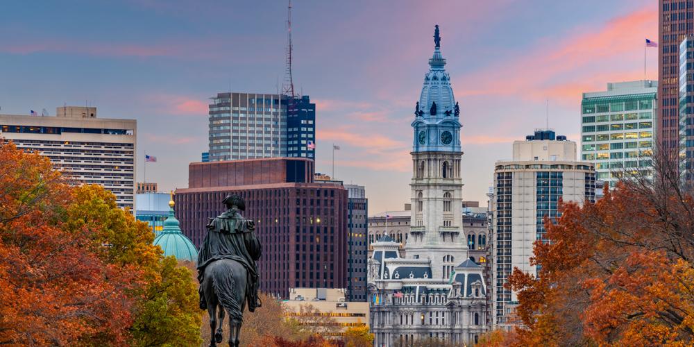 An autumn view of Benjamin Franklin Parkway in Philadelphia, Pa. An autumn view of Benjamin Franklin Parkway in Philadelphia, Pa.