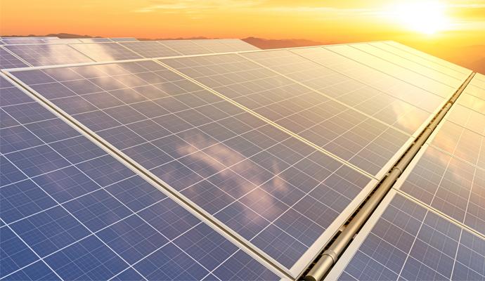 Solar panels under the sun