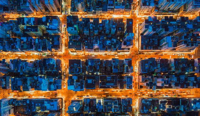 Aerial view of Hong Kong business center