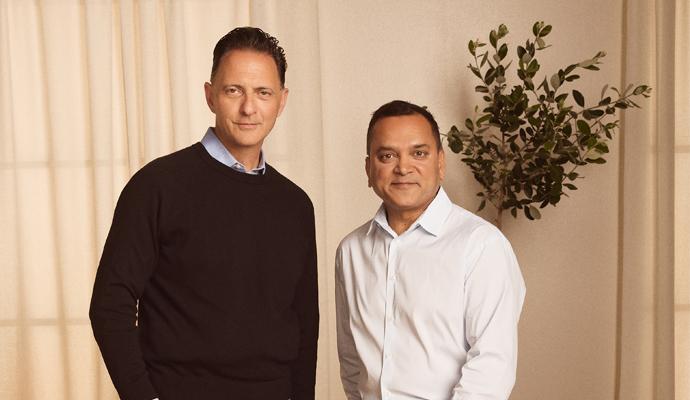 Nick Vlahos, CEO of rhode (left), and Tarang Amin, CEO of e.l.f. Beauty (right). 