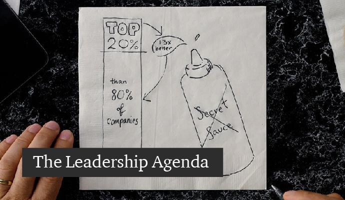 Sketch drawing of a bar chart with the words "The Leadership Agenda" superimposed Sketch drawing of a bar chart with the words "The Leadership Agenda" superimposed