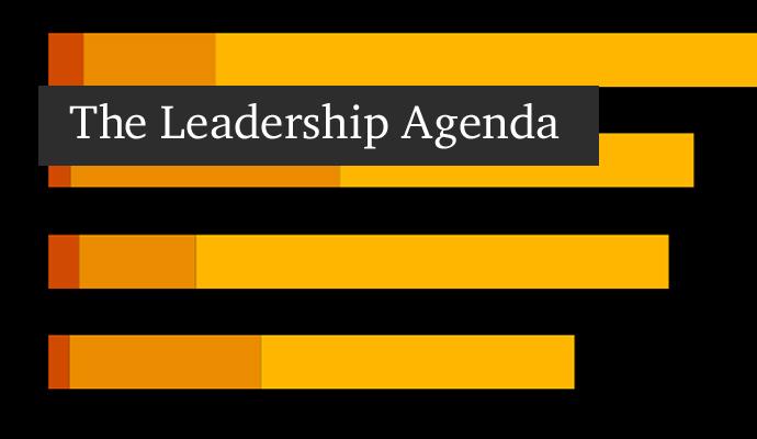 A photo of a land scape showing the effects of climate damage  with the words "The Leadership Agenda" superimposed