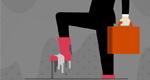 Illustration of a businessman walking through gray sludge in red rain boots